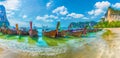 Long tail boats on Railay beach Krabi region, Thailand Royalty Free Stock Photo