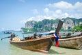 Long tail boats in Railay beach, Krabi, Thailand Royalty Free Stock Photo