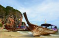 Long-tail boats. Railay beach. Krabi. Thailand Royalty Free Stock Photo