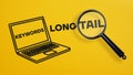 Long tail keywords are shown using the text and picture of laptop Royalty Free Stock Photo