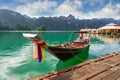 Long tail tourist boat on Cheow Lan lake, Ratchaprapha Dam, Khao Sok National Park Royalty Free Stock Photo