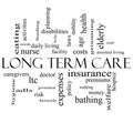 Long Term Care Word Cloud Concept in black and white Royalty Free Stock Photo
