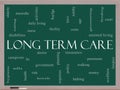 Long Term Care Word Cloud Concept on a Blackboard