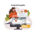 Long-term goals concept. Flat vector illustration