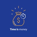 Long term investment, return on investing money, pension fund planning line icon Royalty Free Stock Photo
