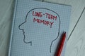 Long-Term Memory write on a book isolated on office desk