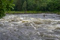 Long-term recordings on the LÃÂ¤gen river  near Larvik in Norway where fishermen gather Royalty Free Stock Photo