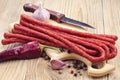 Long thin dry sausage Royalty Free Stock Photo
