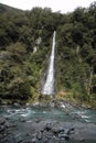 Thunder Creek Falls on Haast Pass New Zealand Royalty Free Stock Photo