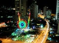 Long Time Exposure Of A Colorful Spinnig Wheel In Surfers Paradise Gold Coast Queensland Australia Royalty Free Stock Photo