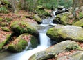 Long Time Exposure Of Flowing Water Of A Creek At Cherokee Orchard Road In Great Smoky Mountains National Park Tennessee Royalty Free Stock Photo