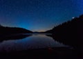 Night landscape with starry sky above a mountain lake Royalty Free Stock Photo