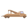 Long tow truck icon cartoon vector. Damage crane wrecker