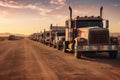 a long traffic jam of many trucks at the border , a long wait for customs checks between States due to the coronavirus