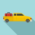 Long travel car icon, flat style