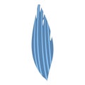Long tropical blue leaf icon, hand drawn style