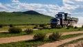 Long truck on the gravel road Royalty Free Stock Photo