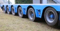 Long truck trailer for exceptional transport with many sturdy ti Royalty Free Stock Photo