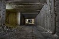 Long tunnel through gypsum mine Royalty Free Stock Photo