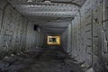 Long tunnel through gypsum mine Royalty Free Stock Photo