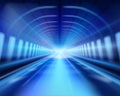 Long illuminated tunnel. Vector illustration. Royalty Free Stock Photo