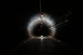 Long underground concrete corridor in a bunker tunnel Royalty Free Stock Photo