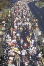 Long view from above of Runners in marathon, Royalty Free Stock Photo