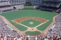 Long view of diamond and full bleachers during a professional Baseball game, The Ballpark, Arlington, Texas