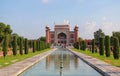 Long view of entrance of Taj Mahal