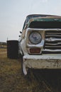 The long view of a green truck on the old farm Royalty Free Stock Photo