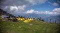 Long View of the Kedarkantha base camp Royalty Free Stock Photo