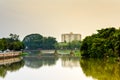 Long view of the old iron bridge, Chiang mai, Thailand,