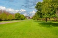 Long walk alley to Windsor castle in spring, London suburbs, UK