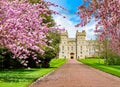 Long walk to Windsor castle in spring, London suburbs, UK Royalty Free Stock Photo