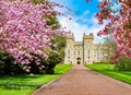 Long walk to Windsor castle in spring, London suburbs, UK Royalty Free Stock Photo