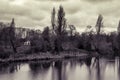 Long Water and Kensington Gardens in Hyde Park in London, UK, in Royalty Free Stock Photo