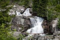 Long waterfall on Cold water creek close to Hrebienok in High Tatras, Slovakia