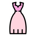 Long wedding dress icon color outline vector Royalty Free Stock Photo