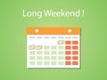 Long weekend concept illustration with flat style and green background