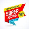 Long Weekend Super Sale banner Royalty Free Stock Photo