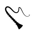 Long whip icon. Black tool for chasing cattle Royalty Free Stock Photo