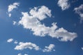 Long white cloud surrounded by small clouds, in the blue sky Royalty Free Stock Photo