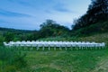 A long white table in the lawn