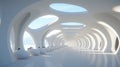 A long white tunnel with many white spheres. Generative AI image.