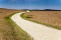 Long Winding Road iand Open Prairie in the Kansas Tallgrass Prairie Preserve Royalty Free Stock Photo