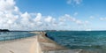 The long and winding stone harbor jetty in Saint-Malo