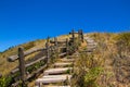 The long wood way on the mountain is so peaceful and beautiful view. Royalty Free Stock Photo