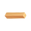 Long wooden beam with natural texture. Organic construction material. Wood industry production. Flat vector for promo