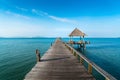 Long wooden bridge in beautiful tropical island beach - Koh Mak in Trat, Thailand Royalty Free Stock Photo