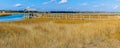 Long Wooden Bridge Over The Salt Marsh of The Waccamaw River Royalty Free Stock Photo